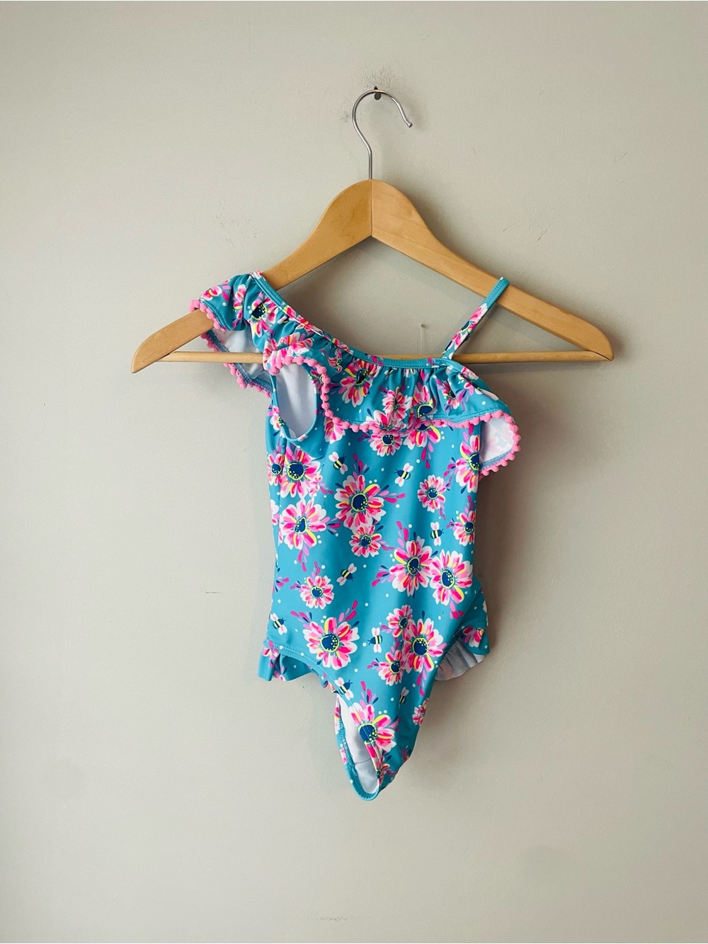 Tommy Bahama Turquoise Floral One-Shoulder Girls Swimsuit NWT